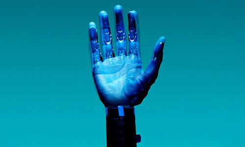 Blue hand, AI generated